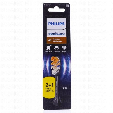 Sonicare A3 Premium Têtes de brosse de rechange souple x2 + 1 offerte