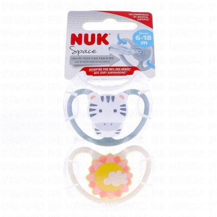 Space - Sucettes Physiologiques Silicones 6-18 mois fille