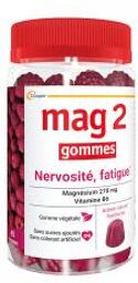 2 Mag2 Gommes Nervosité-Fatigue Complément Alimentaire Magnésium-Vitamine B6 Arôme Framboise 45 Pièces - Pot 45 gommes