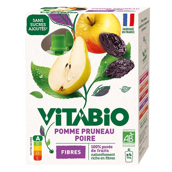 Gourdes Pomme Pruneau Poire - FIBRES - BIO - 4x100g
