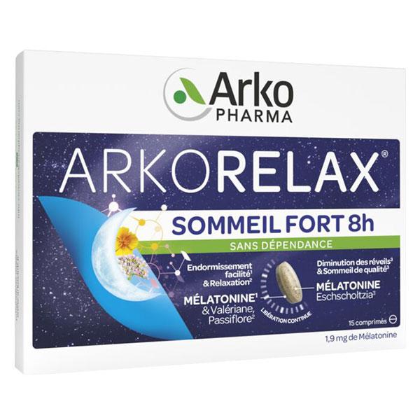 Arkorelax Sommeil Fort 8H Mélatonine Valériane 15 comprimés