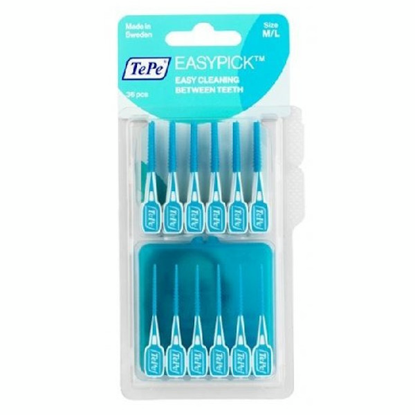 Easy Pick Cure-Dents Silicone Turquoise M/L 36 unités