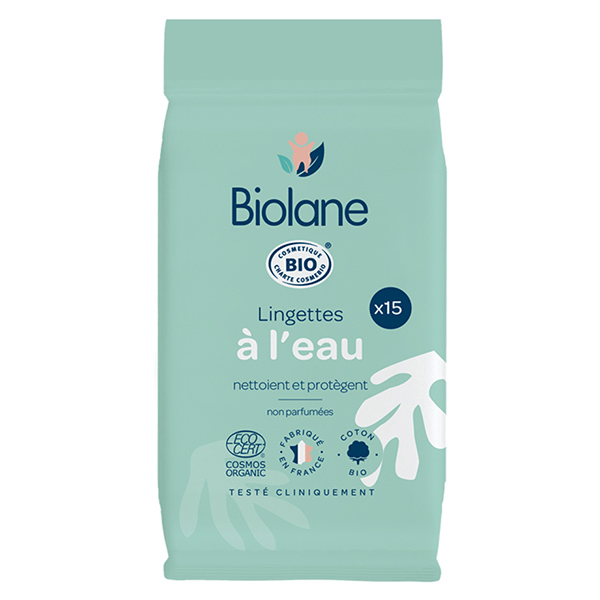 Lingettes Bio Composées à 99% d’Eau Format Pocket 15 Lingettes