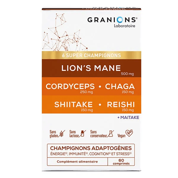 Granions Complexe Super Champignons Lion's Mane + Cordyceps 60 Comprimés