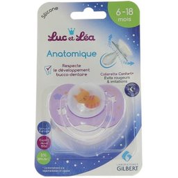 Luc et Léa Sucette Anatomique Nuit Chat 6-18M 1 Unité