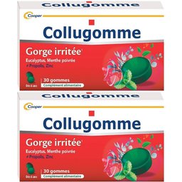 Collugomme - Complément alimentaire avec édulcorants à base d'huiles essentielles d'eucalyptus et de menthe poivrée, de zinc et de propolis