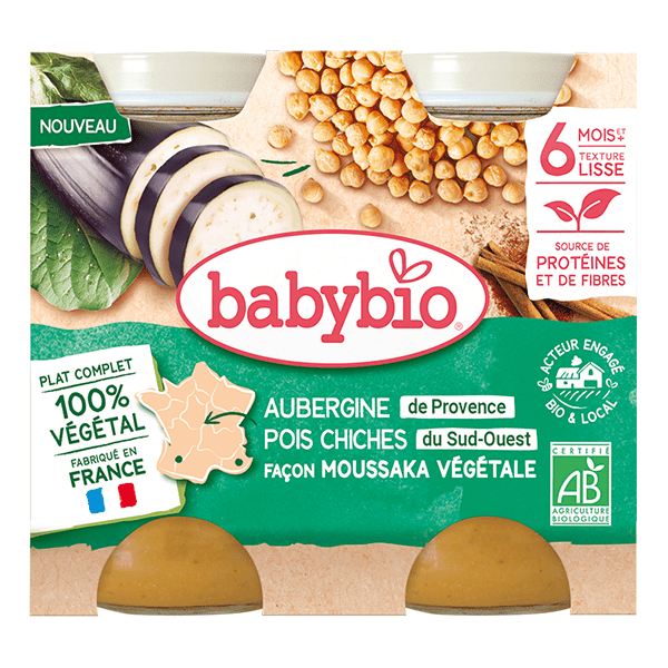 Moussaka Végétale Aubergines Pois Chiches Tomates Bio 400g