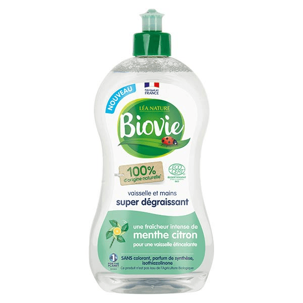 Vaisselle Mains Super Dégraissant Huile Essentielle de Menthe et Citron Bio 500ml