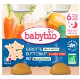 Bonne Nuit Butternut Carotte Riz 6 Mois et + Bio 2 Pots de 200 g - Carton 2 pots de 200 g