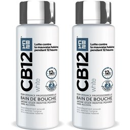 - Bain de bouche White - Dents plus blanches - 12 heures d’haleine fraîche - Sans alcool - Arôme léger de menthe poivrée - Flacon 250 ml