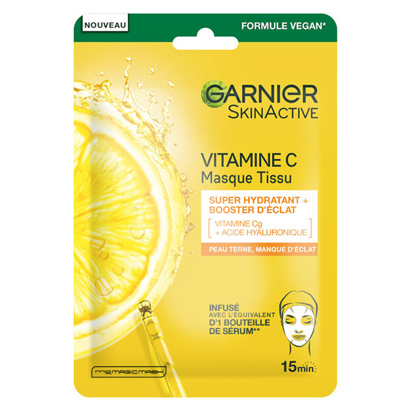 SkinActive Masque Tissu Super Hydratant & Booster d'Éclat Vitamine C 28g