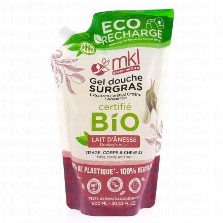 Gel douche lait d'ânesse bio eco-recharge 900ml