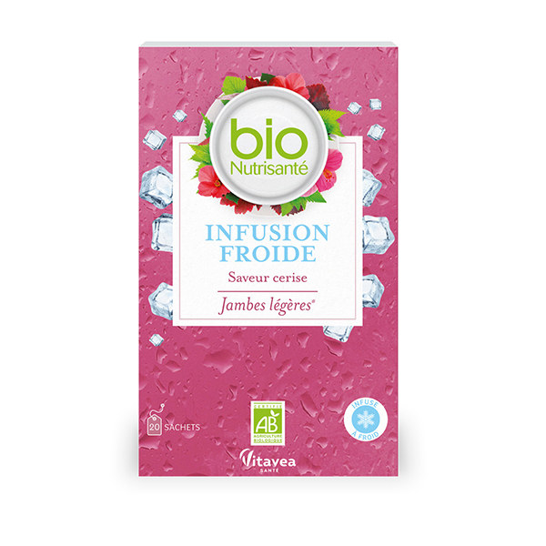 BioNutrisanté Infusion Froide Jambes Légères Cerise 20 sachets