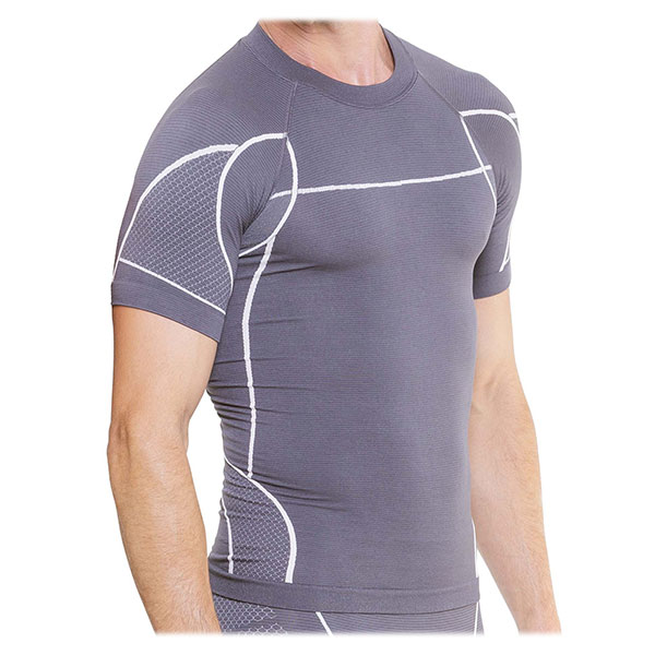 T-shirt de Compression Running Gris & Ecru pour Homme Taille S/M