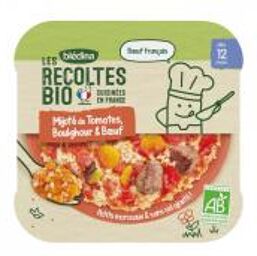 Blédina Les Récoltes Bio Mijoté de Tomates Boulghour Boeuf dès 12 Mois Biologique 230 Grammes - Carton 1 assiette de 230 g