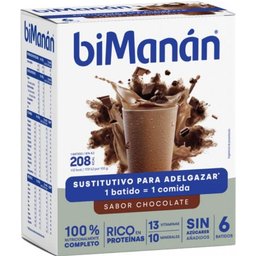 BiManán Boisson de Substitution Goût Chocolat 6 Sachets
