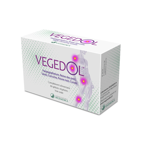 Vegedol soulage les douleurs articulaires et musculaires 60 gélules végétales