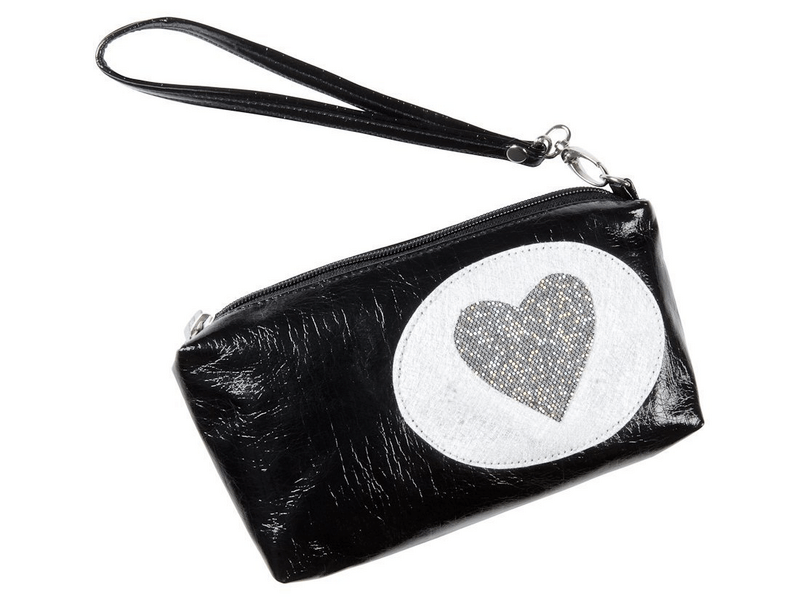 Trousse Make-Up Lamée Coeur Argent