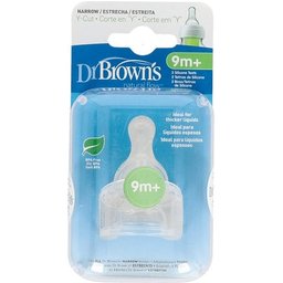 Tétine en silicone Natural Flow de Dr Brown et mamelon en silicone standard 2 mamelons en silicone