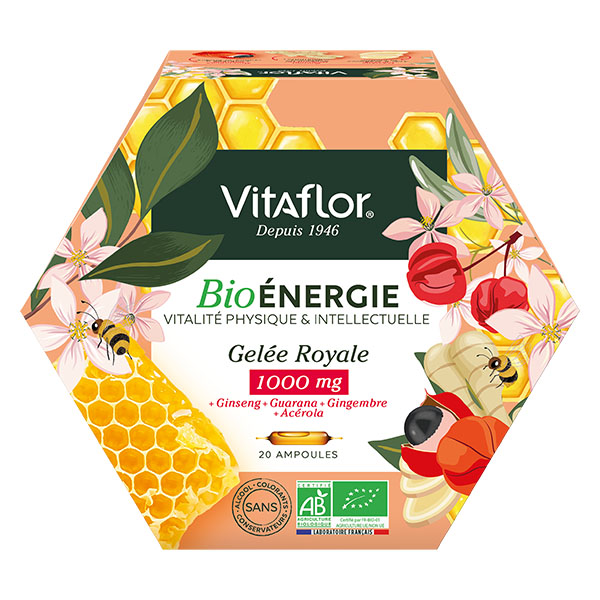 Apiculte Gelée Royale Bio 1000mg Energie+ 20 ampoules