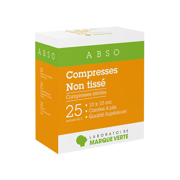 Compresses Stériles en Non Tissé 10cm x 10cm 25 x 2 compresses
