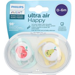 Avent Sucette ultra air Happy Pomme - Poire 0-6 Mois (Couleur non sélectionnable)