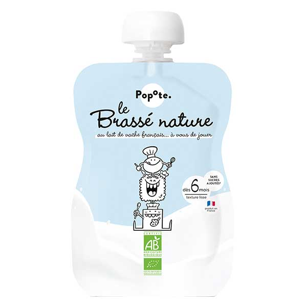 Les Lactés Gourde Brassé Nature +6m Bio 100g