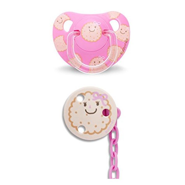 Sucette Silicone Physio 6-18m + Clip Biscuit Rose