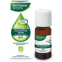 Aroms - Huile Essentielle Eucalyptus Radié Bio - Hebbd - 100% Pure & Naturelle - 100% Bio - Contribue au Confort Respiratoire - Analysée & Conditionnée en France - 10 ml