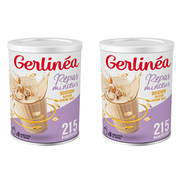 Gerlinéa Boisson Repas Minceur - Saveur Avoine Miel - 16 repas - Lot de 2