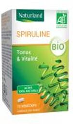 Spiruline Biologique en Comprimés - 100 Végécapsules - Boîte 75 végécaps