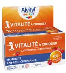 Vitalité Arôme Fraise 30 Comprimés à Croquer - Boîte 30 Comprimés