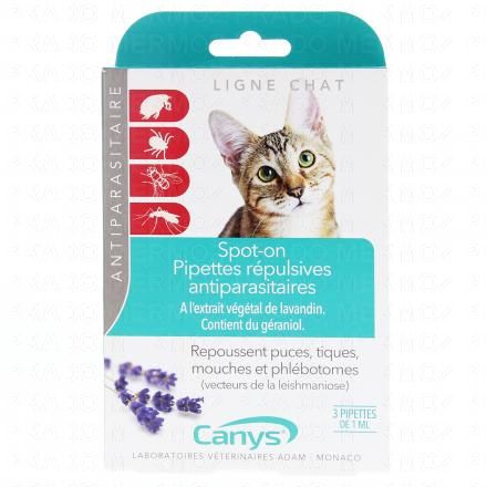 Pipettes répulsives antiparasitaires chats x3