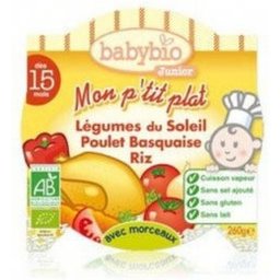Mon P'tit Plat Bio Légumes du Soleil Poulet Basquaise Riz dès 15 mois 260g