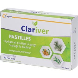 - Pastilles - Hydrate et protège la gorge - Soulage la douleur  - Goût orange et menthe - 20 pastilles