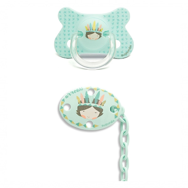 Sucette Silicone Physio + Clip Indien Bleu