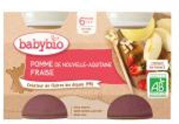 Pomme Fraise 6 Mois et + Bio 2 Pots de 130 g - Carton 2 pots de 130 g
