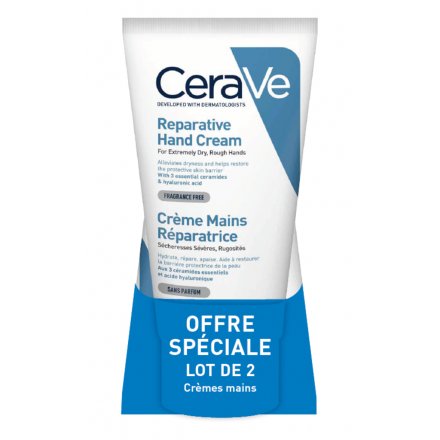 Crème mains réparatrice sécheresses sévères, rugosités lot de 2 * 50ml