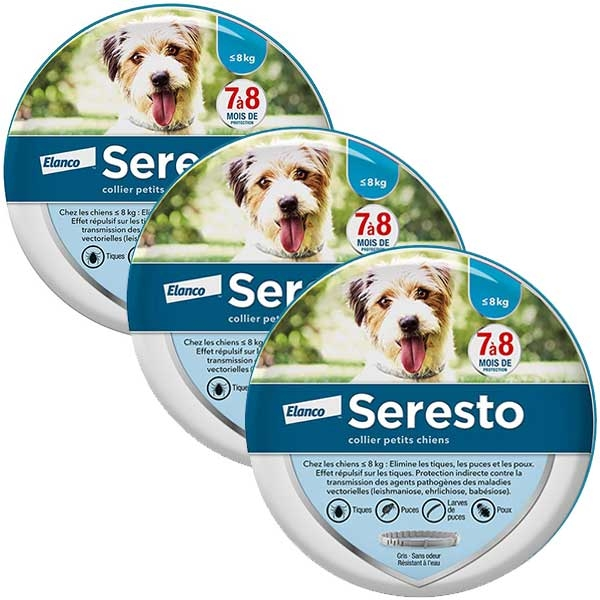 Petit Chien Collier Antiparasitaires -8kg x 3 unités