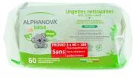 Bébé Lingettes Nettoyantes Sans Parfum Lot de 3 x 60 Lingettes - Lot 3 x 60 lingettes