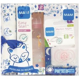 Pack Sucette Night 6M Lune Rose + Mousseline + Biberon 260ml