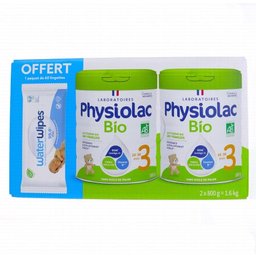 Bio 3 Lait de Croissance 2x800g + WaterWipes