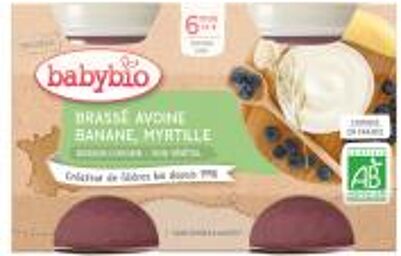 Brassé Végétal Base Avoine - Banane Myrtille - Carton 2 pots de 130 g