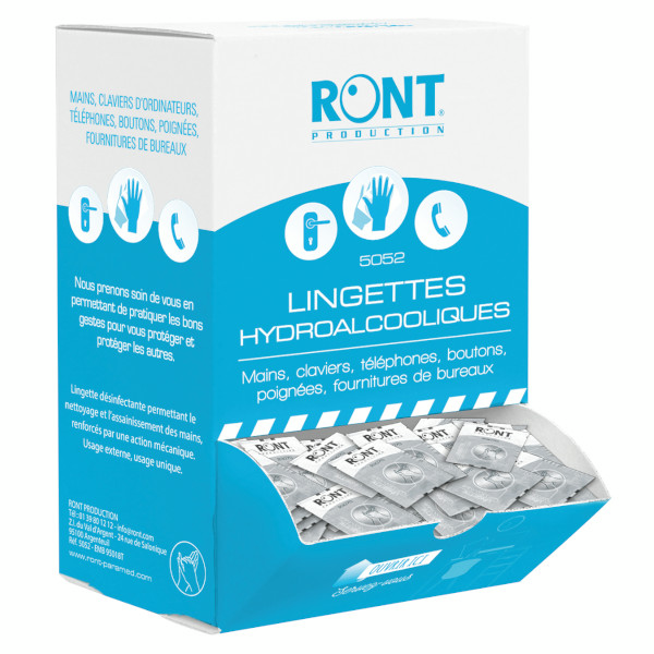 Présentoir 250 sachets lingettes hydroalcooliques