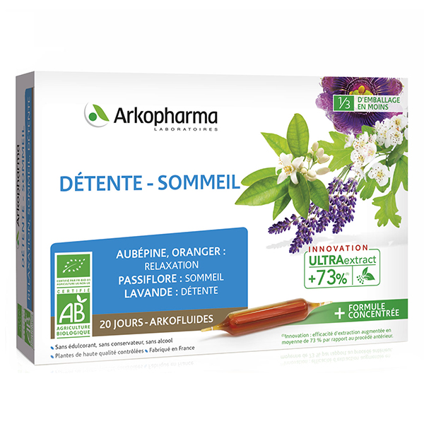 Arkofluides Détente Sommeil Bio 20 ampoules