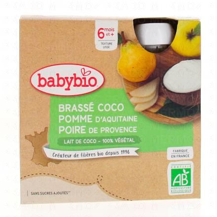 Desserts Végétaux - Gourdes Brassé coco, pomme d'Aquitaine et poire de Provence 4x85g dès 6mois