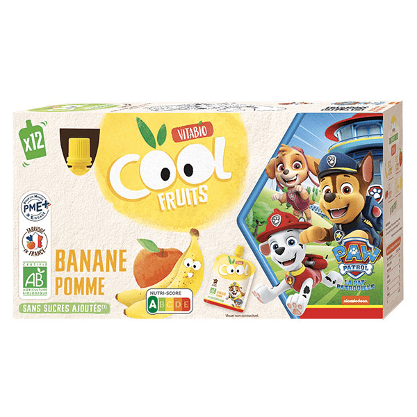 Cool Fruits La Pat’ Patrouille Banane Pomme Bio 12 x 90g