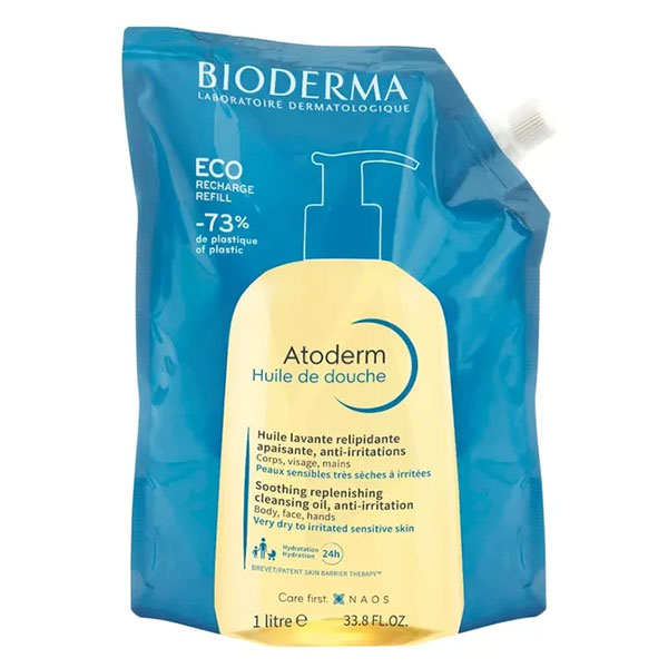 Atoderm Huile de Douche Peaux très sèches Atopiques Eco-Recharge 1L