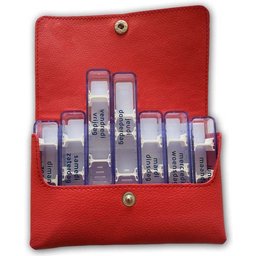Pilulier De Poche Similicuir Rouge
