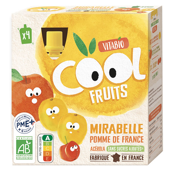 Cool Fruits Gourde Mirabelle Pomme Acérola Bio 4 x 90g
